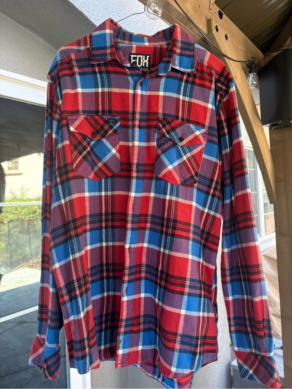 Fox Red and Blue Plaid Long Sleeve Shirt - Men's